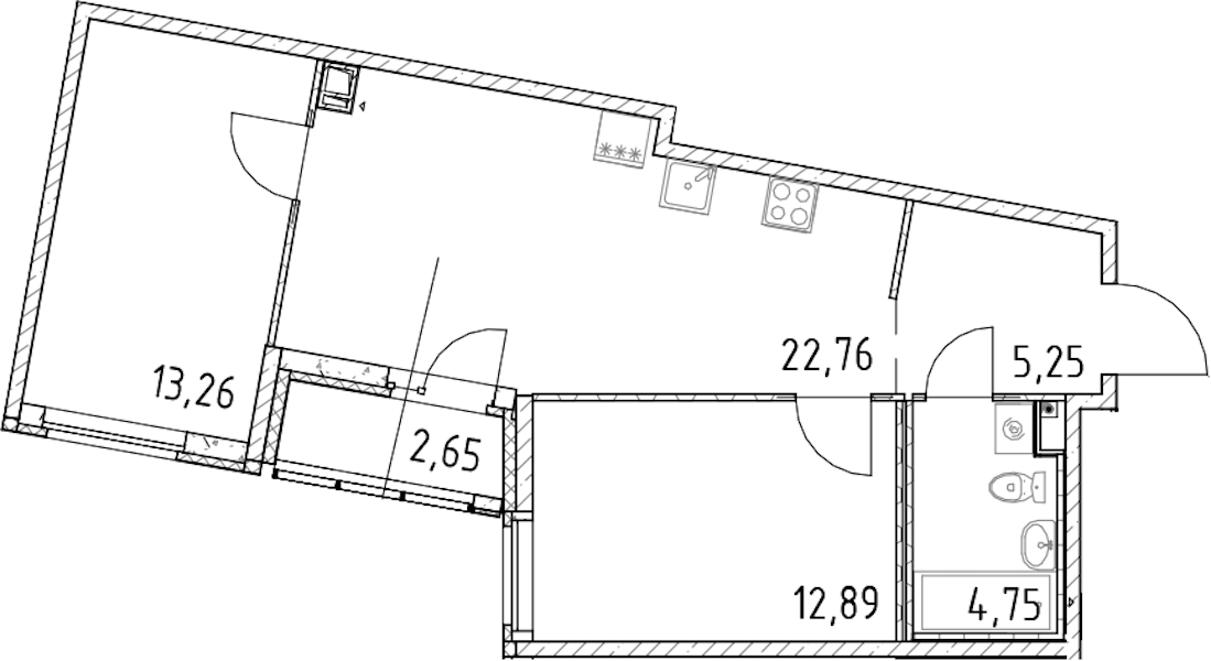 2-комнатная квартира 58.91 м², 12/17 эт., ЖК «Город Первых»